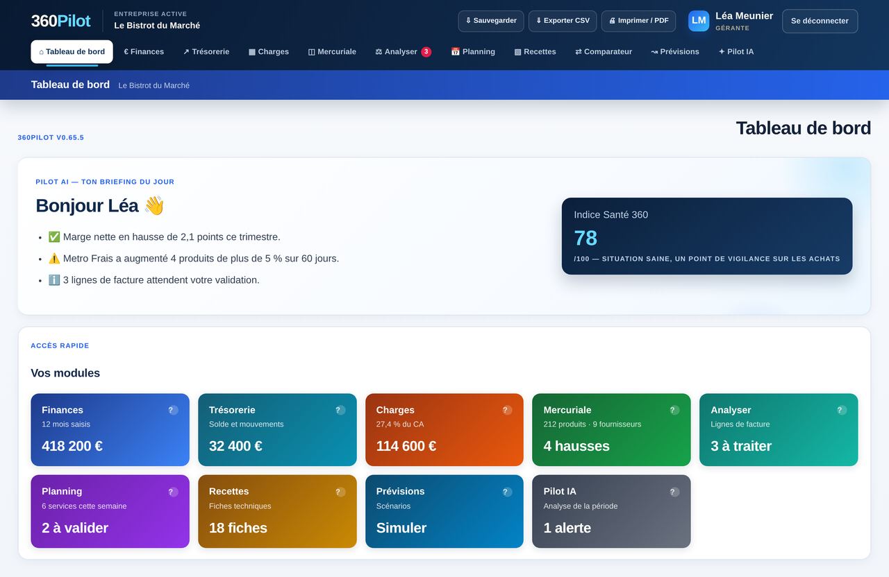 Tableau de bord 360Pilot
